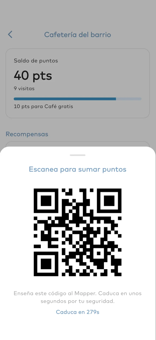 La app MaterMap: el código QR que el Mapper escanea para sumar puntos.